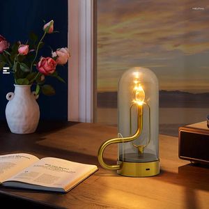 Table Lamps USB Rechargeable Water Drop Swing Lamp Designer Vintage Candle Flame Restaurant Bar Indoor Lighting