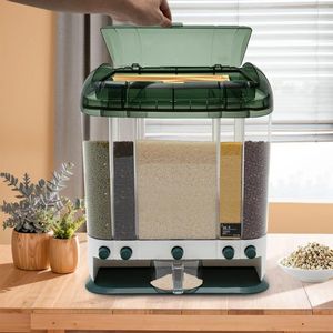 Storage Bottles Rice Dispenser 5 Grids Removable Dry Food With Measuring Cup