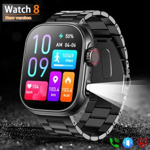 İzler Yeni Aydınlatma LED Torch Smart Watch 2.01inch Tam Dokunmatik Ekran Sporları Saat Sağlık İzleme Bluetooth Çağrı Akıllı Swatch Erkek Kadınlar