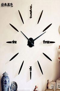 Oversized metallic simple creative wall clock watch DIY wall stickers living room wall clock DIY Art Rocket Clock1610944