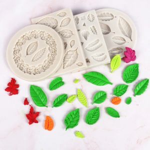 Formar 3D Sugarcraft Harts Clay Hemlagad Bakewaretree Maple Leaf Mögel Silikon Fondant Cake Decorating Tools Chocolate Baking Mold