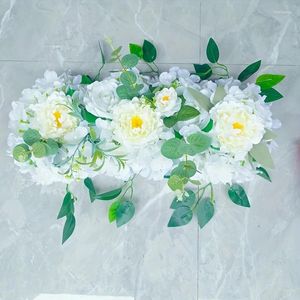 Dekorativa blommor Party Wedding Diy Flower Wall Arrangement Supplies Silk Hydrangea Rose Artificial Floral Row Marriage Backdrop