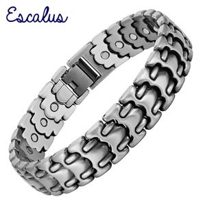 Escalus Vintage Antique Srebrna Bransoletka magnetyczna dla mężczyzn Opaska na rękę 26PCS Magnesy Charm Health Bracelets Prezent biżuterii 2108126563774