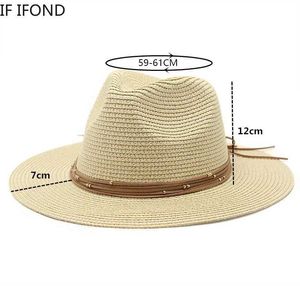 Wide Brim Hats Bucket Large size 60CM new straw hat 7cm summer cooling beach sun outdoor party Panama jazz Sombreros De Mujer Q240427