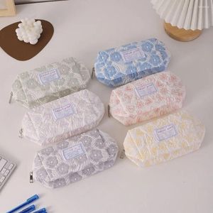 Polyester Fabric Pen Bag Portable Stationery Large Capacity Pencil Case Korean Storage Gift