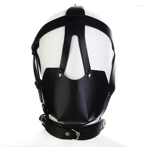 Party Supplies Sexy PU Leather Harness Mask Fetish Bandage Head Hood Adult Halloween Cosplay Games Hollow Out Men Face