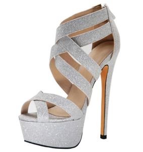 Kolnoo ny design nubuck stil damer hög häl plattform sandaler crosscriss rems peeptoe julfest prom mode sommar SH4128778