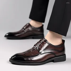 Casual Shoes Herrens högkvalitativa läder svart mjuk botten våren och höstmannen Business Formal Wear