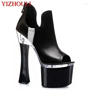 Платье обуви модные высокие каблуки белый и черный ночной клуб сценический танец полюса 18 см.