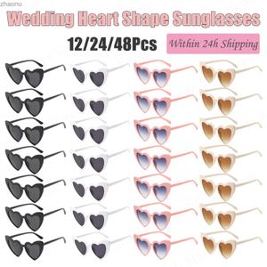 Sunglasses 12/24/48Pcs Heart shaped Sunglasses Wedding Gift Guests Single Hen Party Sunglasses Party Favors Womens Fashion SunglassesXW