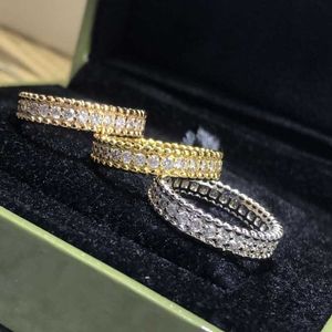 Дизайнерская высокая версия ван однояжа бриллиантовое кольцо 925 стерлинговое серебристое серебро 18 тыс. Золото, полное женского рода бусин
