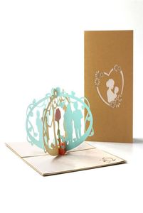 Mother039s Day Greeting cards Romantic 3D Mother and child Threedimensional Paper Carving Handmade Gift Thank Mom festival car5873240