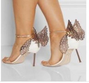geline Angel Wing Sandal Plus Genuine leather Wedding Pumps Pink Glitter Shoes Women Butterfly Sandals Shoes8688050