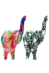 mönster tryckt hela elefant mini bubbler handrör flera percolator bong rökning koncentrat tobaks vatten rör6494060