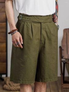 Men's Shorts Oldyanup Men Gurkha Vintage Military High Waist Buckle Button Knee Length Naples Pants Quality Loose Summer