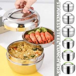 Bento Boxes Hot food container stainless steel lunch box for hot 2-layer portable thermal insulation bowl insulated bento tableware Q240427