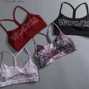 دبابات المرأة Camis Darc Wolves Women Bras Sports Cross Tops Tops Yoga Litness Push Up مرنة التنفس الجري تجريب Fe Gym Bras الملابس الداخلية D240427