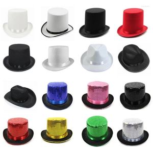 Berets Pailletten Top -Hut Fedora Schweinekuchen Magier Bowler führte Dropship durch