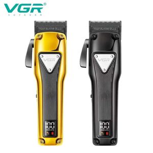 Hair Trimmer Vgr Barber Motor sem escova Display digital DLC Blade Metal Carregamento Profissional Mens V-137 Q240427