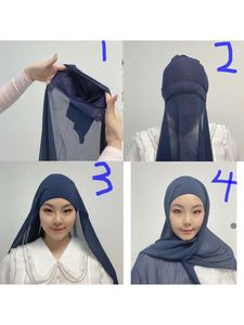 Hijab istantaneo con cappellino hijab con maglia in chiffon pesante per donne veli