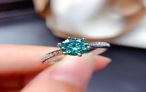 Blue Green Moissanite Ring 1ct 65mm Vvs Lab Diamond с Certifcate The Fiewlery Test прошло Real S925 Sterling Silver7180099