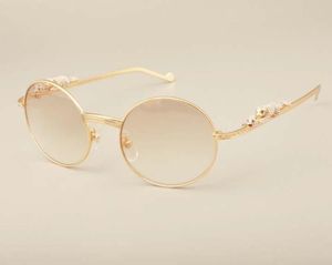 Новый код Gold Code Set Set Set Diamond Sunglasses 6384083 Высококачественные солнцезащитные очки ретро круглый размер каркаса 55 22135m8755468