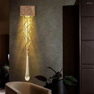 Vägglampor Crystal Light Vintage Creative Gold Luxury Glass Raindrop Lamp Bedside Lights Indoor Nordic Hall Way