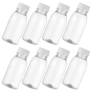 Mugs 8 Pcs Milk Bottle Empty Bottles Drinks Fridge Containers Mini Lids Juice Jars Transparent Smoothie Reusable Clear Caps