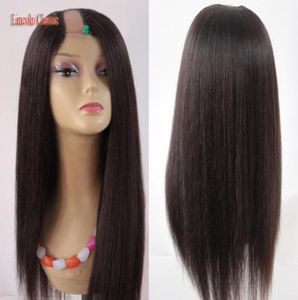 Crazy Whole Soft U Part Wig Yaki Straight Human Hair Peruvian Virgin Human Hair U Part Wig Straight Style Middle U PART4385985