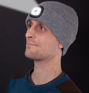 Zimowe cieplejsze wędkarstwo Dzianinowa czapka czapka unisex mężczyzn LED LED dzianinowy kapelusz na kemping Wspinaczka na zewnątrz 7436856