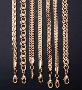 Fanshion 585 Rose Gold Necklace Chain Curb Weaving Rope Snail Link Pärled Chain For Men Women Classic Jewelry Gifts CNN1B4856180