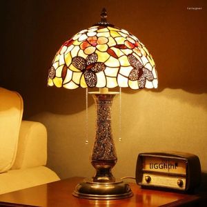 Lampy stołowe europejski mosiądz wazon LED Kreatywne nowoczesne tiffany skorupa