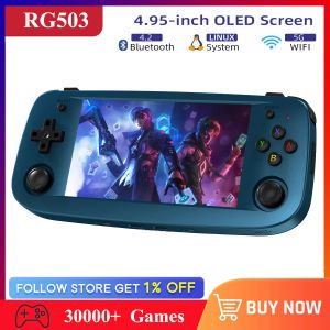 Oyuncular Anbernic RG503 Retro Handheld Video Oyun Konsolu 4.95inch OLED SCRECE Linux IOS Taşınabilir Oyun Oyuncusu RK3566 Bluetooth 5G WiFi