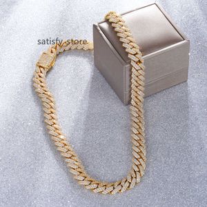 STARSGEM HIP HOP STYLE Kette 925 Silber Sterling Moissanit Halskette Kubanische Verknüpfungskette für Männer