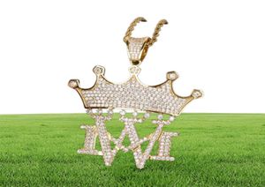 Krona med MW -halsband hängen med repkedja guld silver färg bling kubik zirkon Men039s hiphop män smycken2323168
