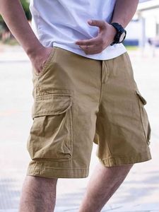 Calça masculina masculina troca de carga de cordão multi -flap bolso shorts frouxos calças de trabalho masculino Outdoorl2404