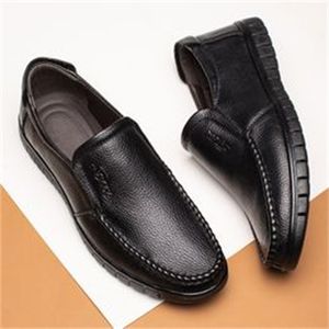 Oversized leather shoes with genuine leather hollow out breathable casual soft soles for middle-aged and elderly dad shoes