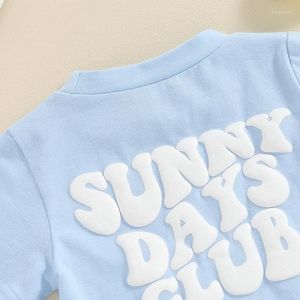 Одежда наборы детей младенца малыша Baby Boy наряды солнечные дни клубные футболки с коротким рукава