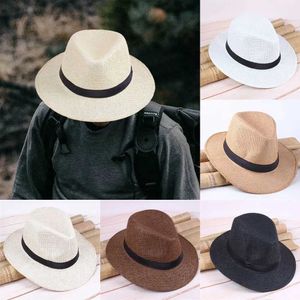 Cappelli larghi secchio da viaggio all'aperto estate largo sunhat panama da uomo di paglia da uomo denim q240427