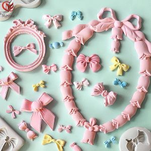 Stampi mirosie che cuoceremo silicone stampi da ragazza francese a campana a campana a prua lettera di prua silicone torta stampo torta di decorazioni strumenti di decorazione