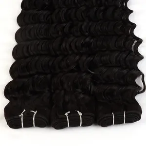 Raw Hair Wholesale Bone deep wave Natural Black Color indian Virgin Human Hair Bundles Weft Extensions