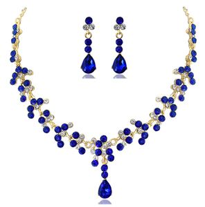 Green Blue white Red crystal earrings necklace bridal jewelry sets for women elegant wedding jewelry set aniversary Formal Event7958399