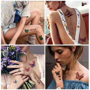 0QEZ Tattoo Transfer Feather Butterfly Temporary Tattoos Sticker for Womens Body Protection Tattoo 3D Rose Flower Anime Fake Stickers Waterproof 240427