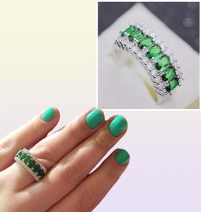 Ихамни продает зеленые обручальные кольца CZ Циркон для женщин 100 твердых 925 серебряных колец стерлингов