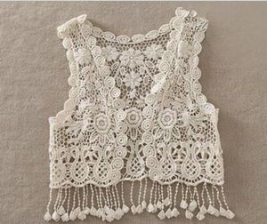 CoverUps Summer Toddler Kids Baby Girls Crochet Lace Hollow Cardigan Tops Vest Tassels Cover Up Waistcoat Swimwear Beachwear Saro1874119