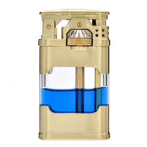 Hot Selling Windsecture Metal Cerogene Lighter Transparent Oil Tank Retro Sliphjul Cigarettändare