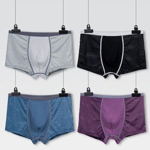 Underpants 4pcs/lot Summer Men's Underwear Man Boxer Mesh Breathable Sexy Youth Boxershorts 2024 Fashion Ventilate Male Shorts