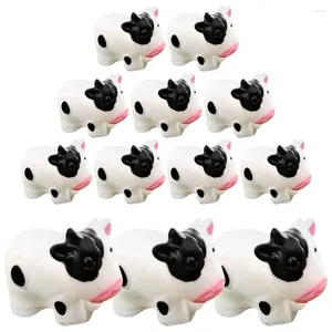 Garden Decorations 12 Pcs Statue Micro Landscape Flowerpot Resin Cow Crafts Miniature Figurines Decor Potted Plant Small White Miniatures