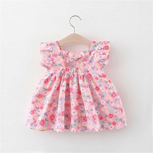 Girl's Dresses Summer Baby Beach Wear Toddler Daily Flower Clothes Printed Sleeveless Cotton Girls Beautiful Summer Wear