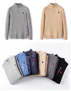Mens Designer Polo Sweater Sweater قمصان الصوف سميكة نصف سحاب عالية الرقبة دافئة حارة ضئيلة الحياكة المريكس العلامة